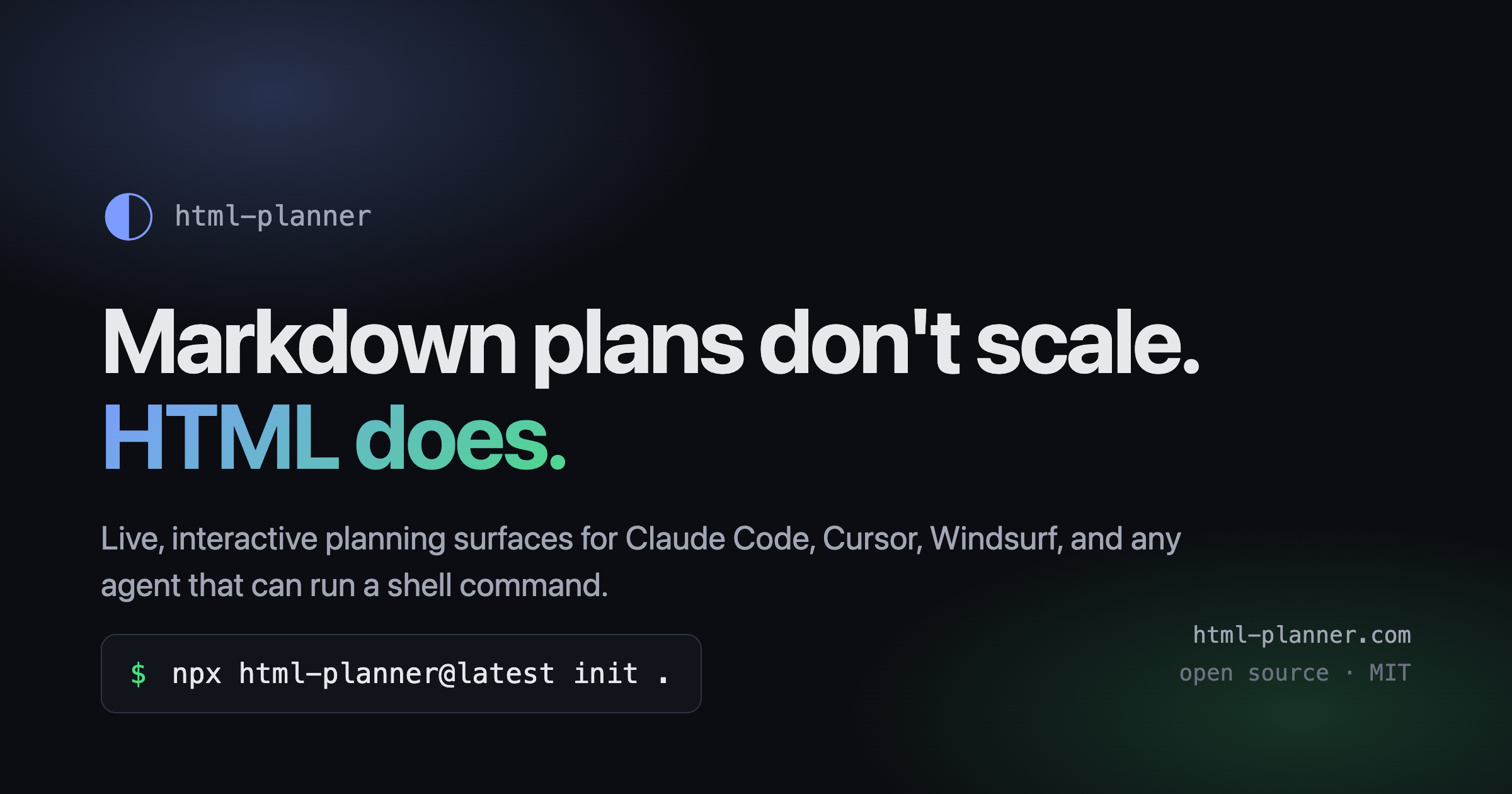 html-planner — interactive HTML plans for AI agents